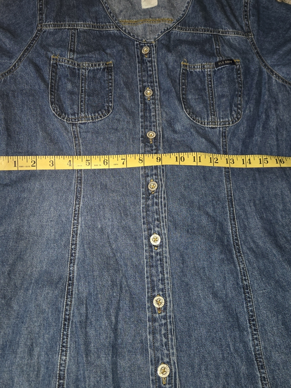90s Old Navy Denim Button-Front Maxi Dress - Blue - Picture 6 of 7